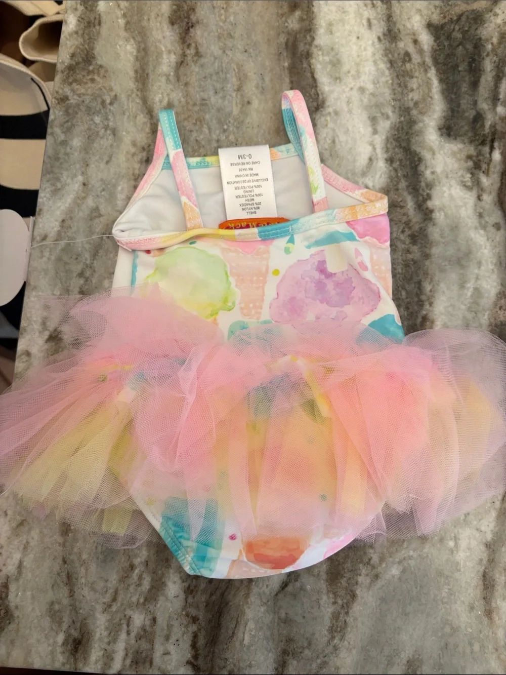 Kate Mack Pastel Rainbow Tutu Swimsuit in Pink and Aqua